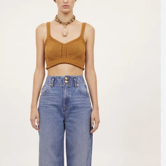 Ulla Johnson Celia Bralette Knit Crop Top Cassis Purple Tank Size M NWT Crochet - Picture 3 of 6